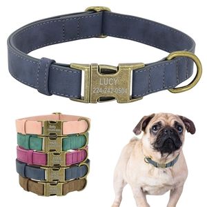 Collier de chien personnalisé Colliers de chien en cuir PU personnalisés Collier d'identification pour animaux de compagnie rembourré doux pour petits chiens de taille moyenne Pitbull Bulldog Pug 220610