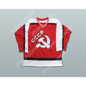 Aangepaste Donald Trump 45 CCCP Rusland Hammer en Sickle Red Hockey Jersey Fake News Nieuw gestikte S-M-L-XL-XXL-3XL-4XL-5XL-6XL