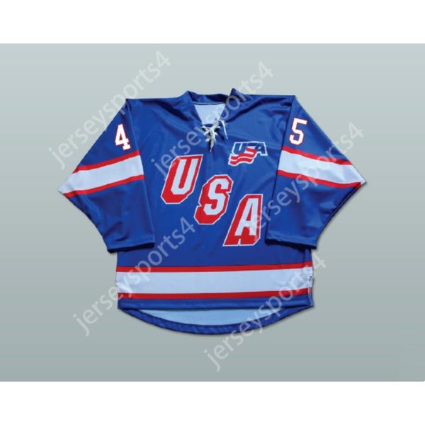 Custom Donald Trump 45 USA Blue Hockey Jersey New Top Ed S-M-L-XL-XXL-3XL-4XL-5XL-6XL
