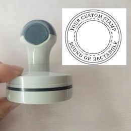 Aangepaste dubbele ronde ronde stempel Selfinking Stamper Rubber Personaliseerde postzegels voor lokale bedrijven 220618