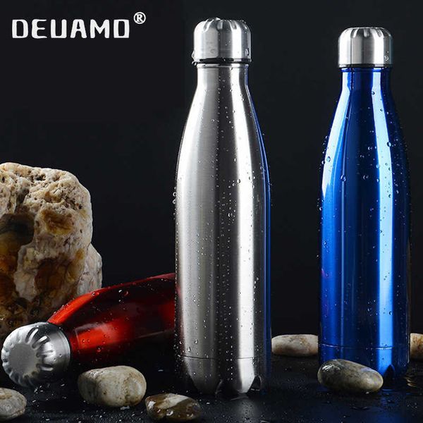 Bouteille en acier inoxydable à double paroi isolée à double paroi personnalisée pour bouteilles d'eau Thermos Gym Sports Shaker 210615