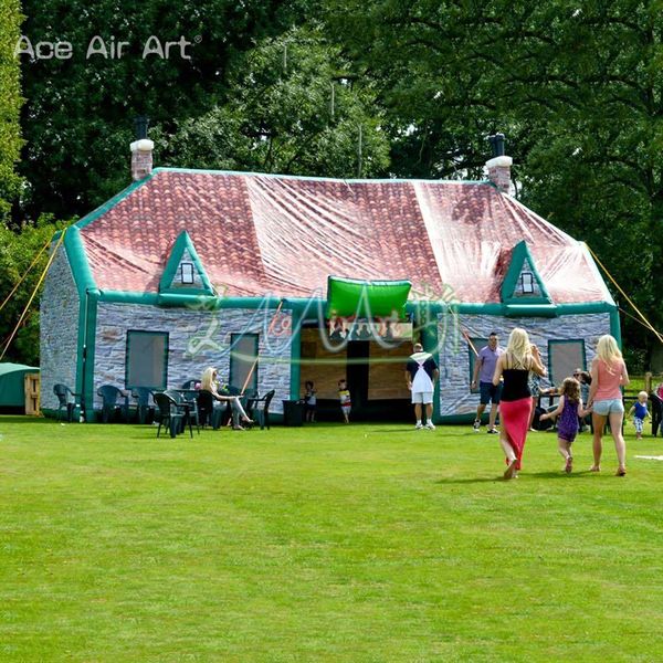 Tente de bar gonflable personnalisée, en tissu oxford durable 210D, en forme de maison, pub irlandais géant soufflé à l'air, pour événements de fête en plein air