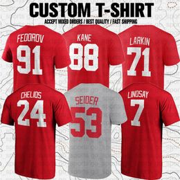 Camisetas personalizadas de Dylan Larkin Patrick Kane Steve Yzerman Moritz Seider Alex Lyon Gordie Howe USA Hockey Club Fans