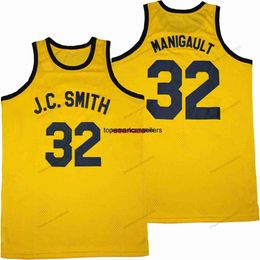 Maillot de basket-ball personnalisé Earl Manigault # 32 J.C.Smith Street, cousu jaune, taille S-4XL, tous noms et numéros