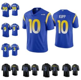 AANGEPASTE Ed Football Jersey Los Angeles''rams''99 Aaron Donald Cooper Kupp Matthew Stafford Odell Beckham Goff Woods Ramsey Blue Untouch