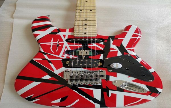 Eddie van van Halen Frankenstein blanc noir Stripe Stripe St St Guitar Electric Floyd Rose Tremolo Verrouillage Écrou Maple Neck Finge4881840