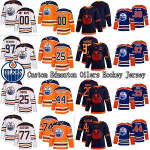 Maillot personnalisé des Oilers d'Edmonton''nHl''97 Connor McDavid 74 Ethan Bear 44 Zack Kassian 25 Darnell Nurse 18 Maillots de hockey Neal