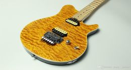 Custom Edward Van Halen Wolf Music Man Ernie Ball Axis jaune Qulited Maple Top Guitar Guitar Maple Necl Floyd Rose Tremolo Brid1075052