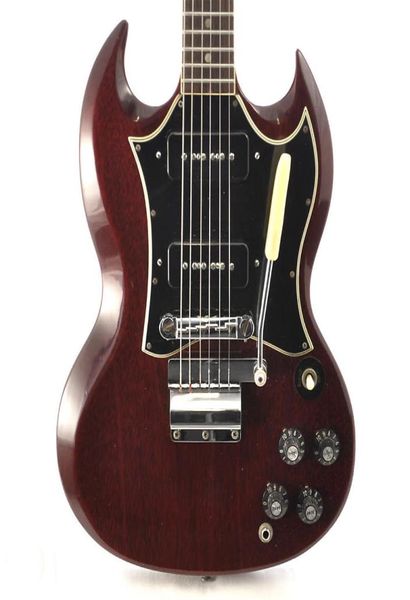 Guitarra eléctrica personalizada Red oscuro de una pieza Cuerpo de caoba Humber Pickups Cosa de calidad en macetas Guitar9764921