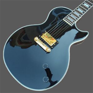 Diapasón de guitarra eléctrica personalizado, herrajes negros y dorados.