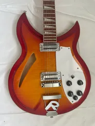 Custom 6 of 12-snarige 381 elektrische gitaar met Flame Maple Top Semi-Hollow Body 2 Broodrooster Ric Pickup