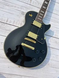 Guitarra eléctrica personalizada, cuerpo de xilófono de caoba, negro, diapasón de palisandro, funda Lightning