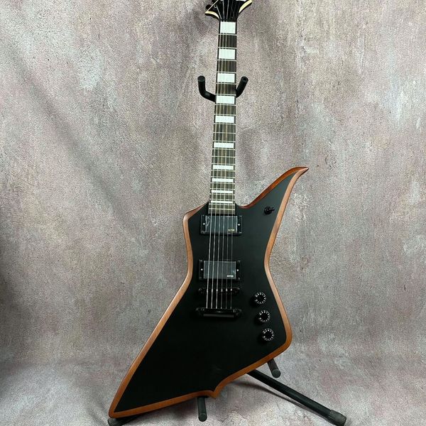 Guitarra eléctrica personalizada, hardware negro de 6 cuerdas con forma especial mate, en stock