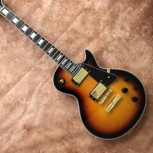 Aangepaste elektrische gitaar nieuwe 6-snarige Flame Maple top gouden hardware snelle levering