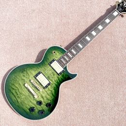 Aangepaste elektrische gitaar met palissander toets, groene burst-kleur, gewatteerde esdoorn top, gouden hardware, gratis verzending