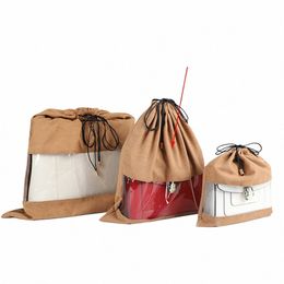 Sac en flanelle avec nom brodé personnalisé, sac anti-poussière Transparent de marque de luxe, sac de rangement pour vêtements et jouets, emballage avec cordon de serrage i659 #