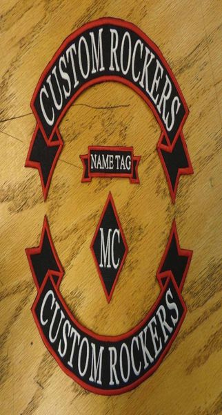 Ruban à bascule brodé personnalisé avec nom MC, ensemble Patch gilet Outlaw Biker MC Club cousu sur la veste au dos ou en cuir 4299748