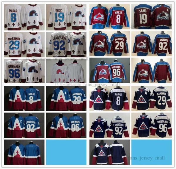 Embroides personnalisés Ice Hockey Jerseys 29 Nathan Mackinnon 96 Mikko Rantanen 92 Gabriel Landeskog 8 Cale Makar 19 Joe Sakic Jersey5544543