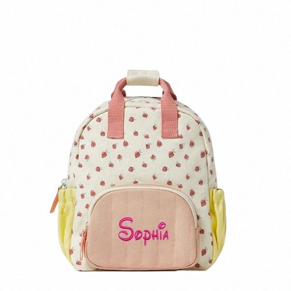 Nom de broderie personnalisé Strawbreey filles école sac à dos maternelle cartable déjeuner sac fourre-tout sac à main adolescents filles garçons enfants sacs r9mc #