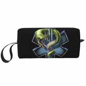 Emt personalizado Símbolo de serpiente Estrella de la vida Logo Viajes Bolsa de cosméticos Mujeres Artículos de tocador Organizador de maquillaje Señoras Almacenamiento de belleza Dopp Kit Y1b1 #