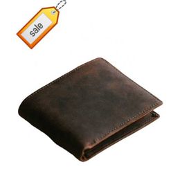 Portefeuille gravé personnalisé RFID bloquant le portefeuille pour hommes en cuir véritable minimaliste à deux volets
