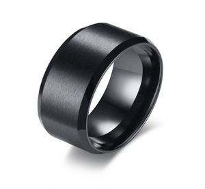 Gravure personnalisée 10 mm bords biseautés noirs Matt Finish Bands de bandes de mariage en acier inoxydable8870453