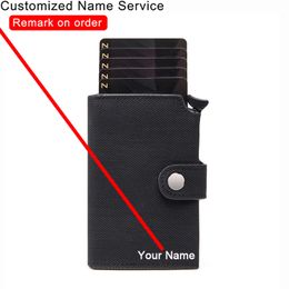 Custom Gravure Wallet Credit Card Holder Woman Men Lederen portemonnee Anti-dief RFID SMART Wallet ID Kaarthouder Coin Pocket Turnus