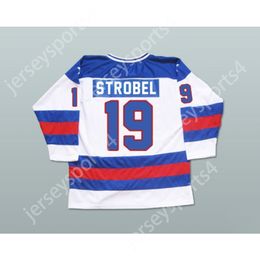 Aangepaste ERIC STROBEL1980 MIRACLE ON ICE TEAM USA 19 HOCKEY JERSEY NIEUWE Top gestikt S-M-L-XL-XXL-3XL-4XL-5XL-6XL