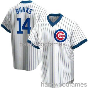 Custom Ernie Banks # 14 White Cooperstown Jersey Stitched Mannen Vrouwen Jeugd Kid Baseball Jersey XS-6XL