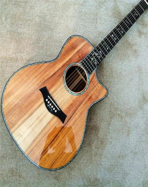 Guitare acoustique personnalisée de 41 pouces, touche en ébène incrustée d'ormeau, 8171401