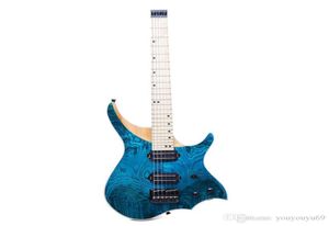 Custom Factory Whole Blue Burst Headless 6String Electric Guitar Maple Bingerboard bieden aanpassing8900811