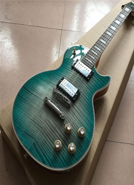 Custom Factory Whole Direct Blue LP Electric Guitar 2 Pickups Mahogany7066427