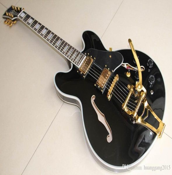 Guitarra eléctrica de jazz Cibson 1959, trémolo negro, cuerpo semihueco, personalizado, directo de fábrica, proporciona servicios personalizados4535799