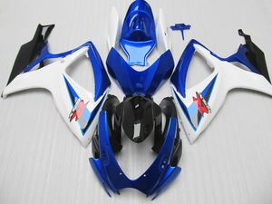 Personnaliser pour kit carénage Suzuki GSXR 600 750 GSXR600 carénages GSXR750 2006 2007 06 07 Carénages blanc et bleu