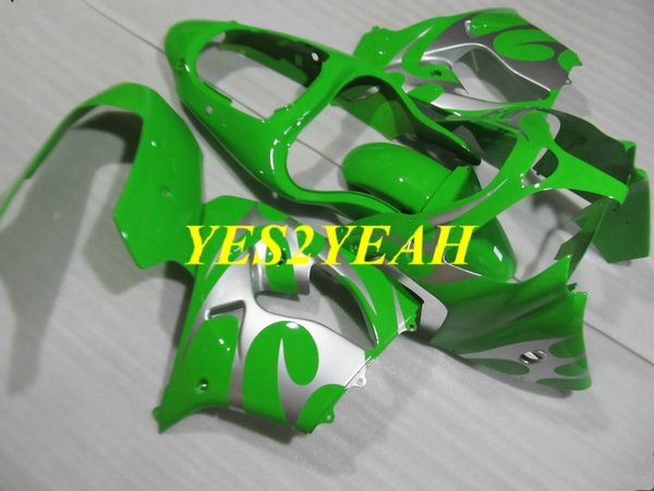 Molde de inyección Carenados Carrocería para KAWASAKI Ninja ZX-9R ZX9R 2000 2001 ZX 9R 00 01 ABS Verde plata Carenado kit de cuerpo + regalos KK18