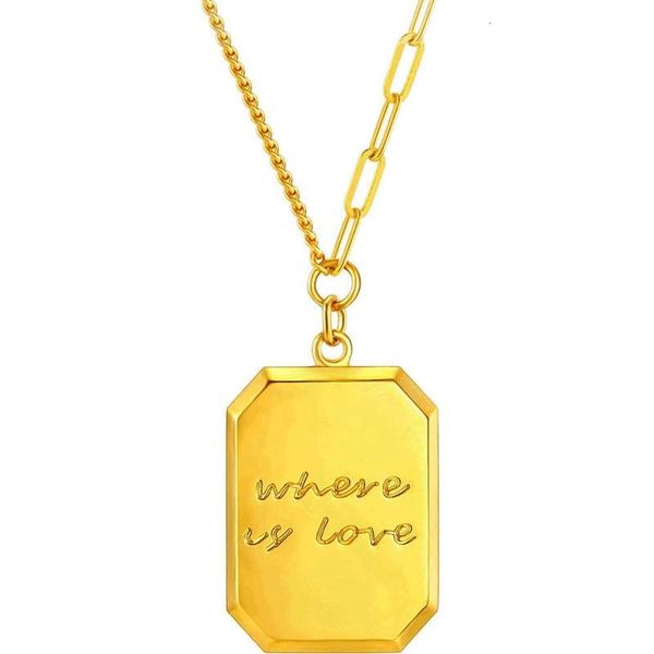 Collar con colgante de oro amarillo puro y forma de Chocolate de doble cara personalizado, conjunto de joyería fina 999 para mujeres y hombres