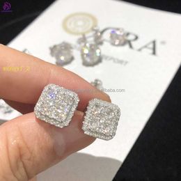 Joyería fina de moda personalizada, pendientes de plata de ley 925, pendiente de diamante de moissanita Ice Out Vvs para mujer