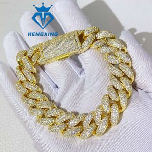 Aangepaste mode -sieraden 18 mm Cubaanse ketting Bracelet Goud vergulde heren en damesbanden Mosaniet Cubaanse kettingarmband