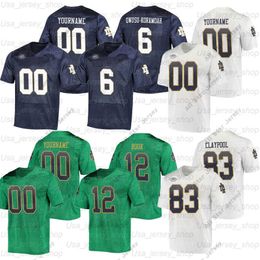 Camisetas de fútbol universitarias irlandesas de lucha personalizadas 3 Joe Montana 45 Rudy Ruettiger 12 Ian Book 23 Kyren