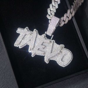 Bijoux hip hop en charme fin personnalisé Iced Out Maisanite Lettring Pendentif pour hommes