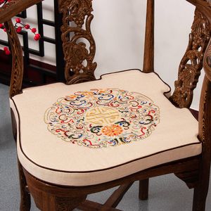 Custom Fine Embroidery Joyous Gap Seat Pad Driehoek Stoel Kussen Anti-Slip Abnormale Chinese Katoenen Linnen Etnische Congrote Zit Matten