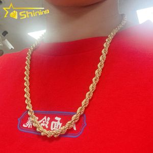 Aangepaste fijne sieraden 6 mm 18k echte vaste gouden Cubaanse ketting diamant gesneden touw hiphop ketting