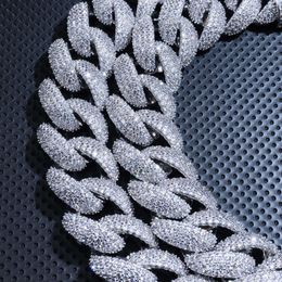 Colliers personnalisés en diamant Moissanite 925, bijoux fins, largeur 22mm, chaîne à maillons cubains
