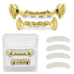 Dents Hip Hop plaquées or 18 carats sur mesure, Fang Grillz, capuchons inférieurs, dents de Vampire