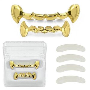 Dents Hip Hop plaquées or 18 carats sur mesure Fang Grillz Caps Lower Bottom Grill Vampire Teeth1946