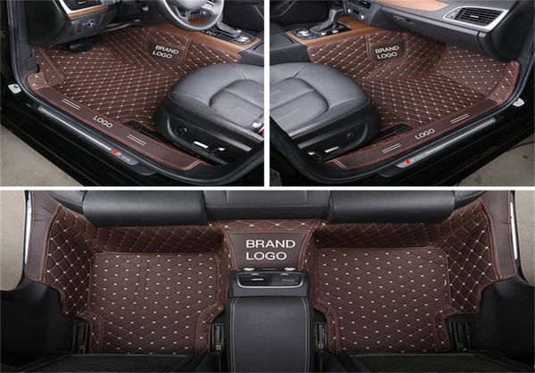 Accessoires de voiture sur mesure, tapis de voiture imperméable en cuir PU, matériau écologique pour une vaste gamme de véhicules, tapis complet avec logo Desig2080446