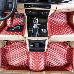 Tapis de sol de voiture sur mesure, matériau écologique en cuir imperméable spécifique pour modèle de voiture et fabrication de 3 pièces ensemble complet Pink251C