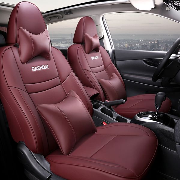 Funda de asiento de coche de ajuste personalizado para Nissan Qashqai 16-22 cojín de asiento de protección de cuero Artificial productos automotrices multifunción 1 Juego