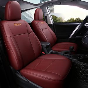Funda de asiento de coche de ajuste personalizado para Toyota RAV4 13 14 15 1617 18 Premium con cojín de juego completo rojo vino de piel sintética impermeable