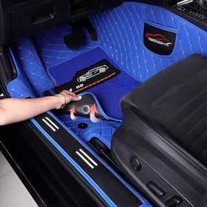 Aangepaste fit lederen autotoesmatten voor de meeste automodellen 99% Volledige tapijtset met merk Logo interieur accessoires Beveiligingskussen